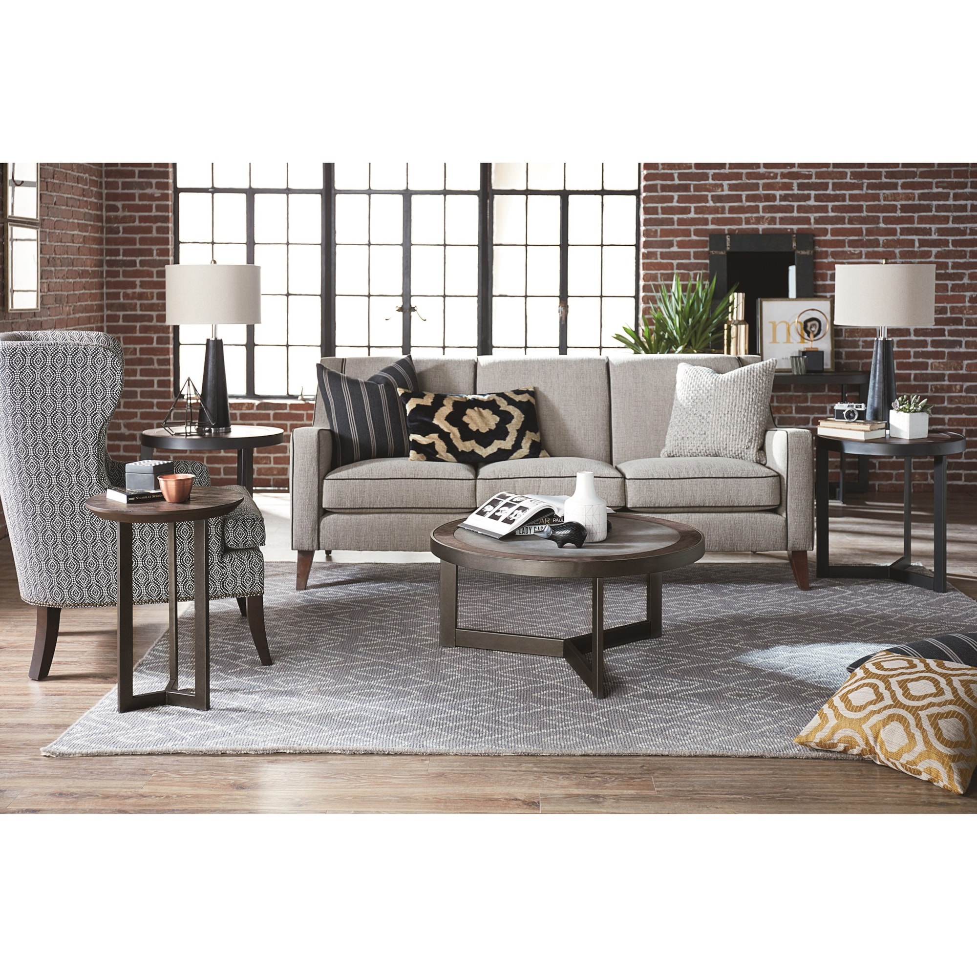 Hammary Graystone 650911 Industrial Round Cocktail Table with Concrete